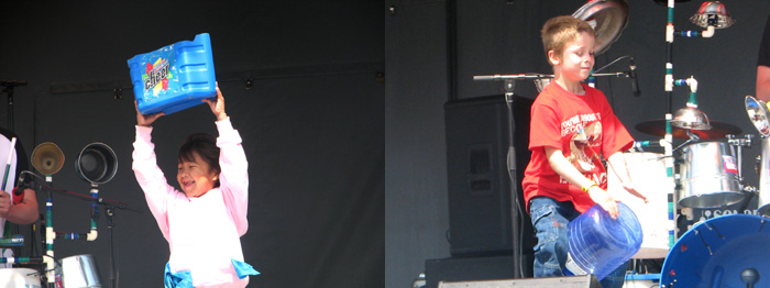 Cheeleader and drummer.